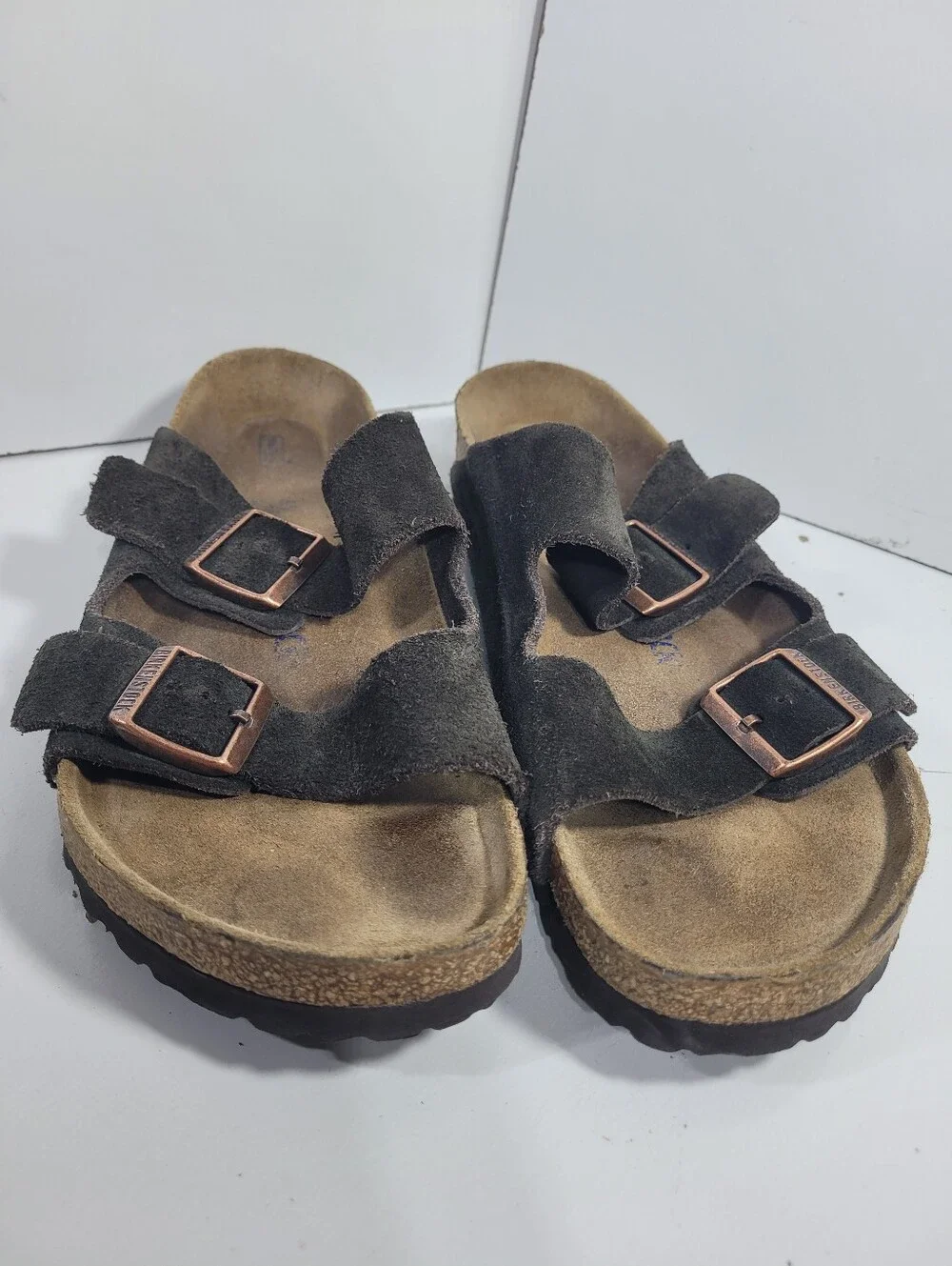 Birkenstock Arizona Suede Soft Footbed Black Gray EU 42 US Men 9 Women 11 Narrow